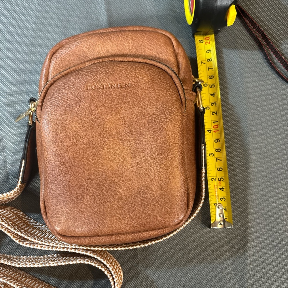 BOSTANTEN Small Crossbody Bag, cell phone, three pocket,  woven guitar strap. - Picture 5 of 7